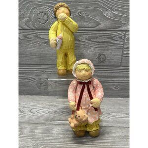 Vintage Paper Mache Babies Boy & Girl Figures Taiwan Baby Nursery Dolls